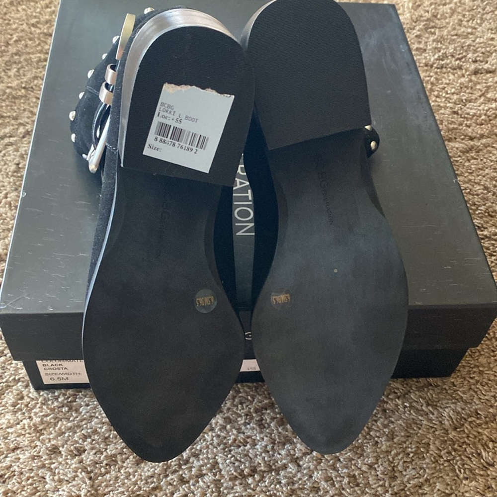 BCBGeneration | NIB Black Ankle Boots with Silver Studs + Buckle - Picture 9 of 11